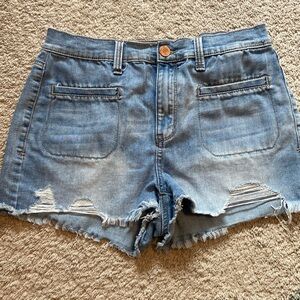 Mudd Women's Juniors High Rise Shortie Blue Denium Jean Shorts Size 11